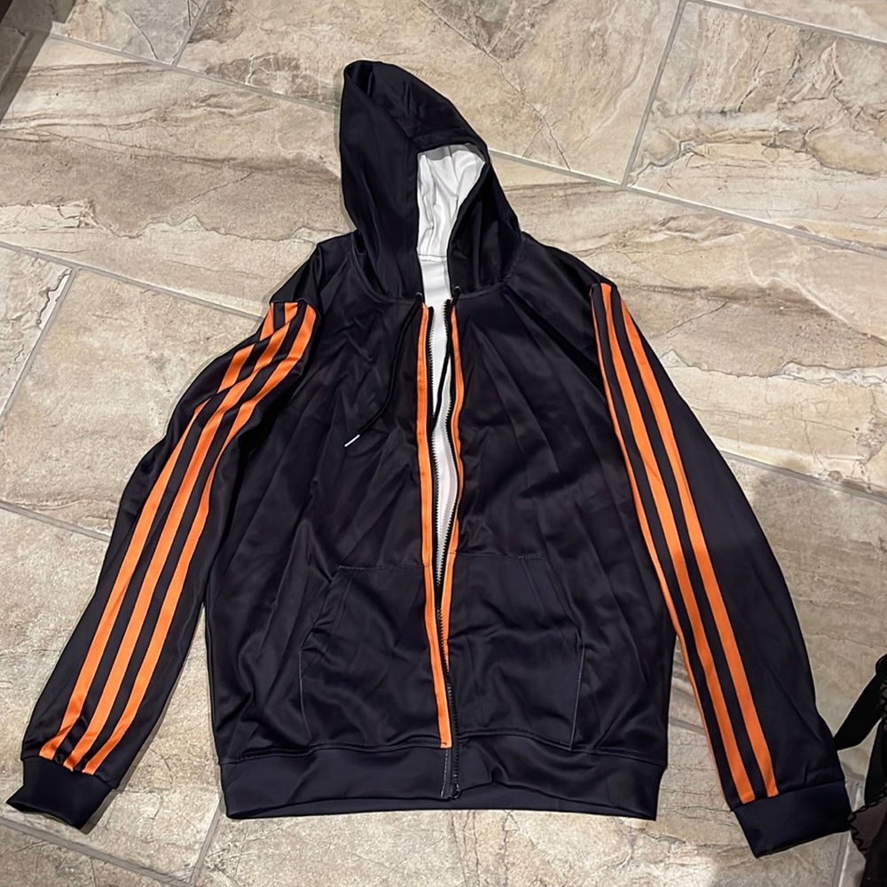 Medium size - lightweight sporty adidas style jacket orange and black